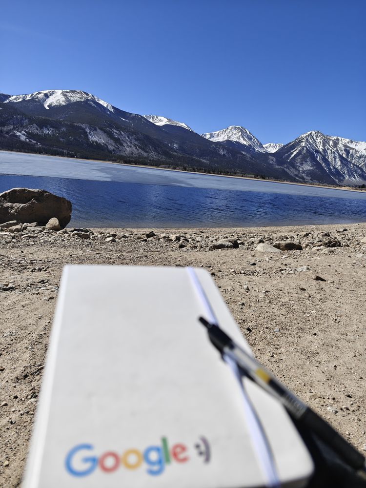 Google travel diary with mountains in the background